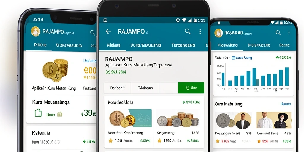 Antarmuka pengguna sederhana dan informatif dari RAJAMPO untuk Kurs Mata Uang.