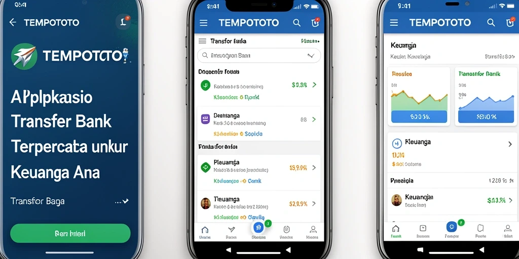 Tampilan antarmuka aplikasi TEMPOTOTO untuk transaksi transfer bank.