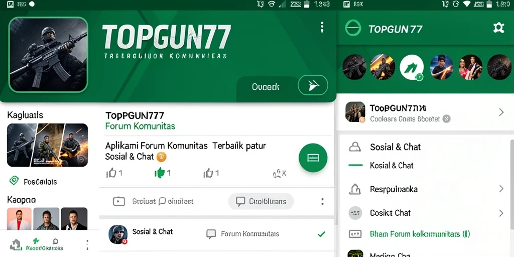 Tampilan antarmuka aplikasi Forum Komunitas TOPGUN77 yang menarik dan fungsional.