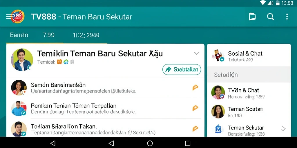Antarmuka TV888 yang sederhana dan menarik untuk Teman Sekitar.