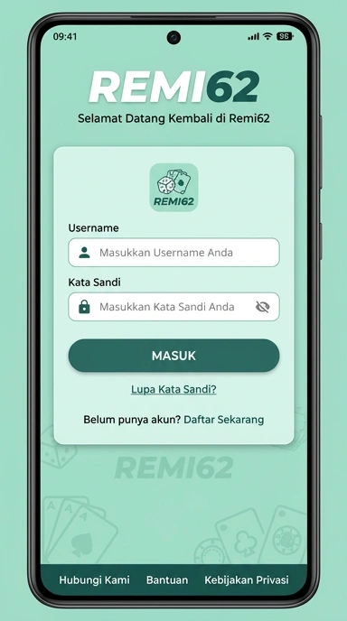 Tampilan halaman login remi62